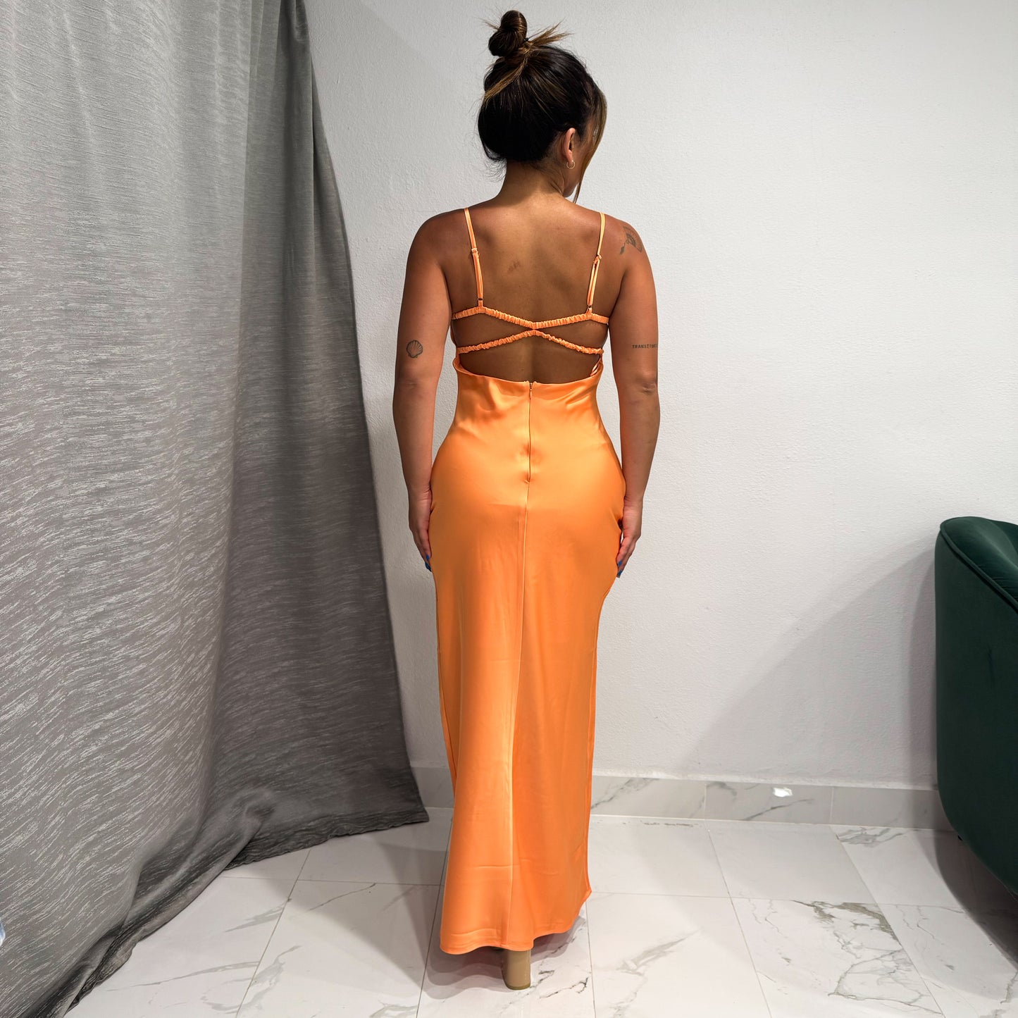APRICOT SILK DRESS