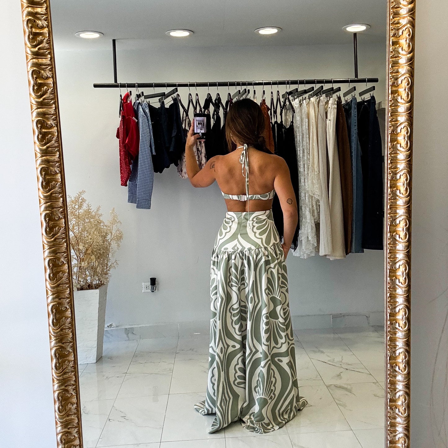 SAGE PRINTED MAXI