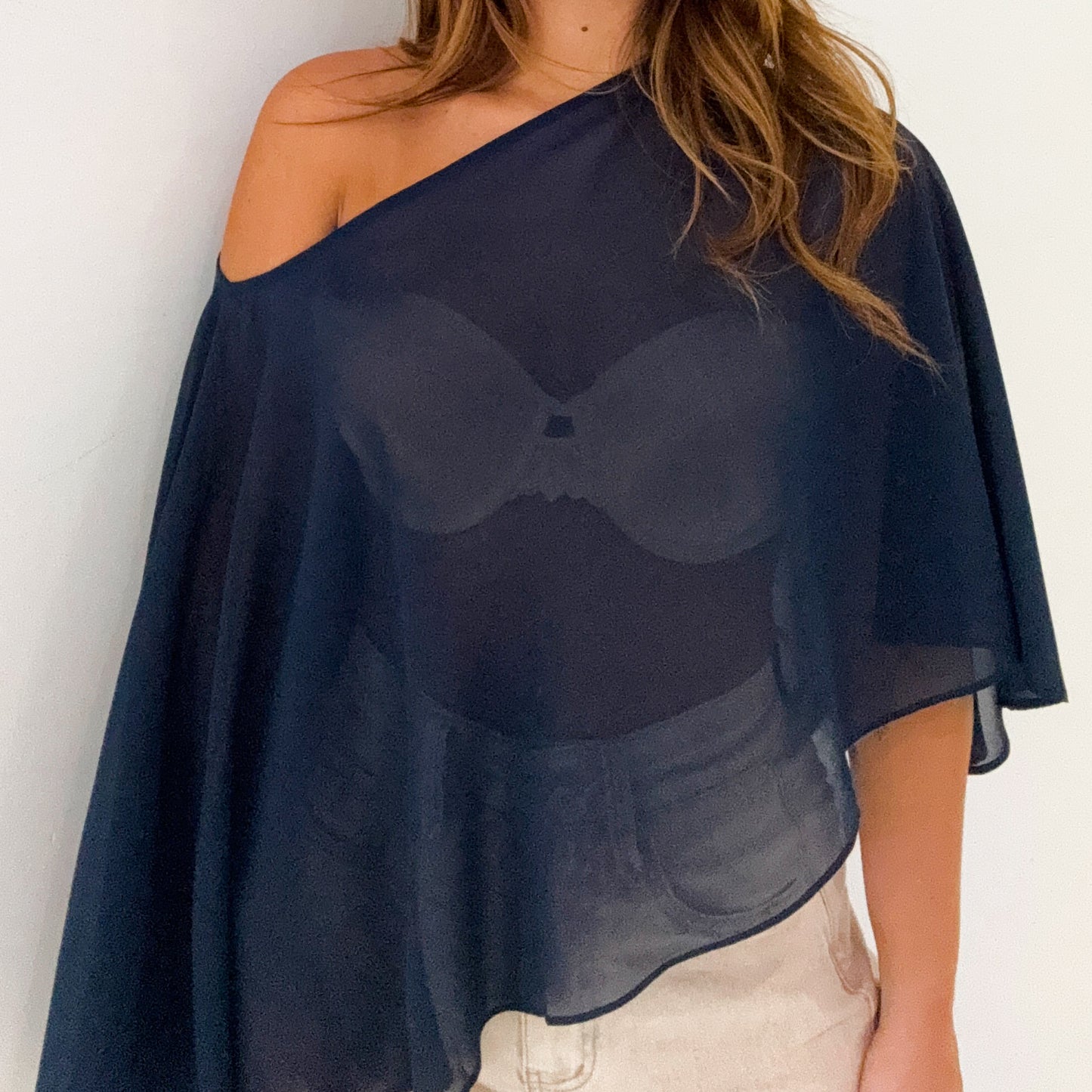CHIFFON PONCHO NAVY