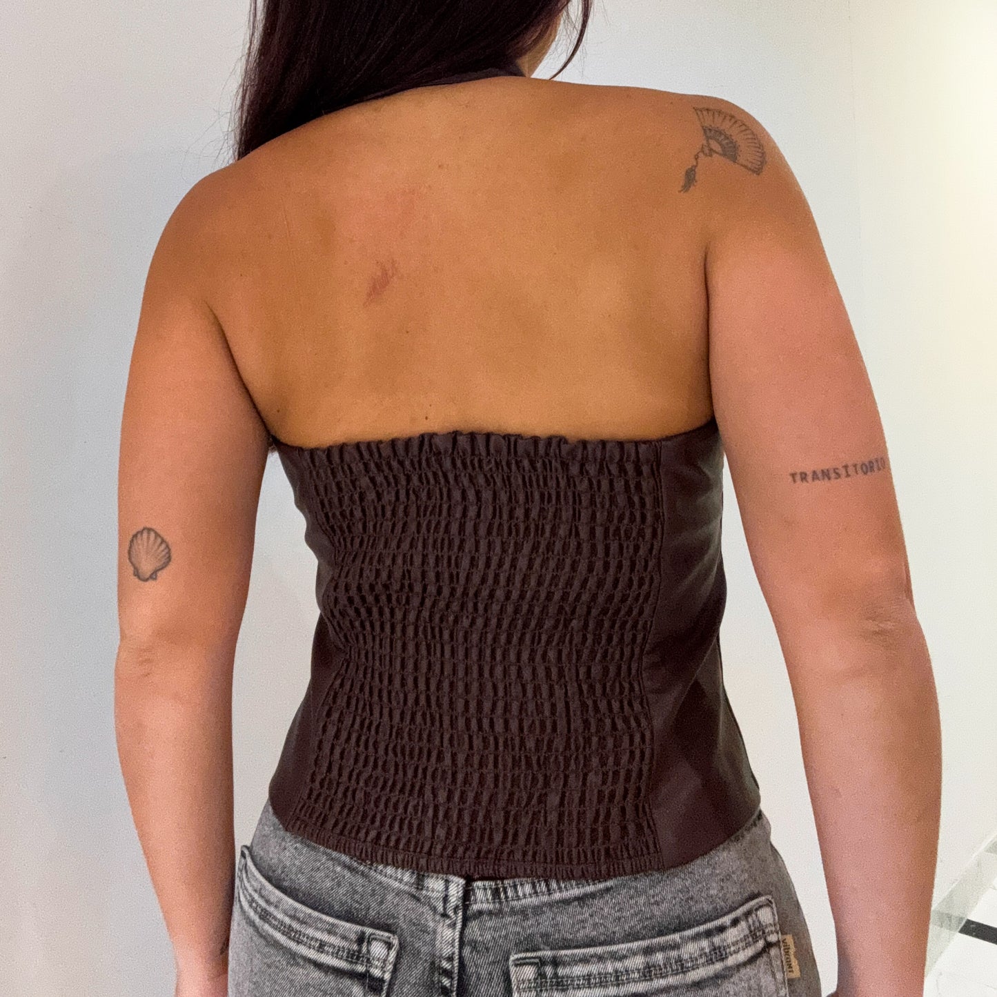 HALTER LEATHER TOP