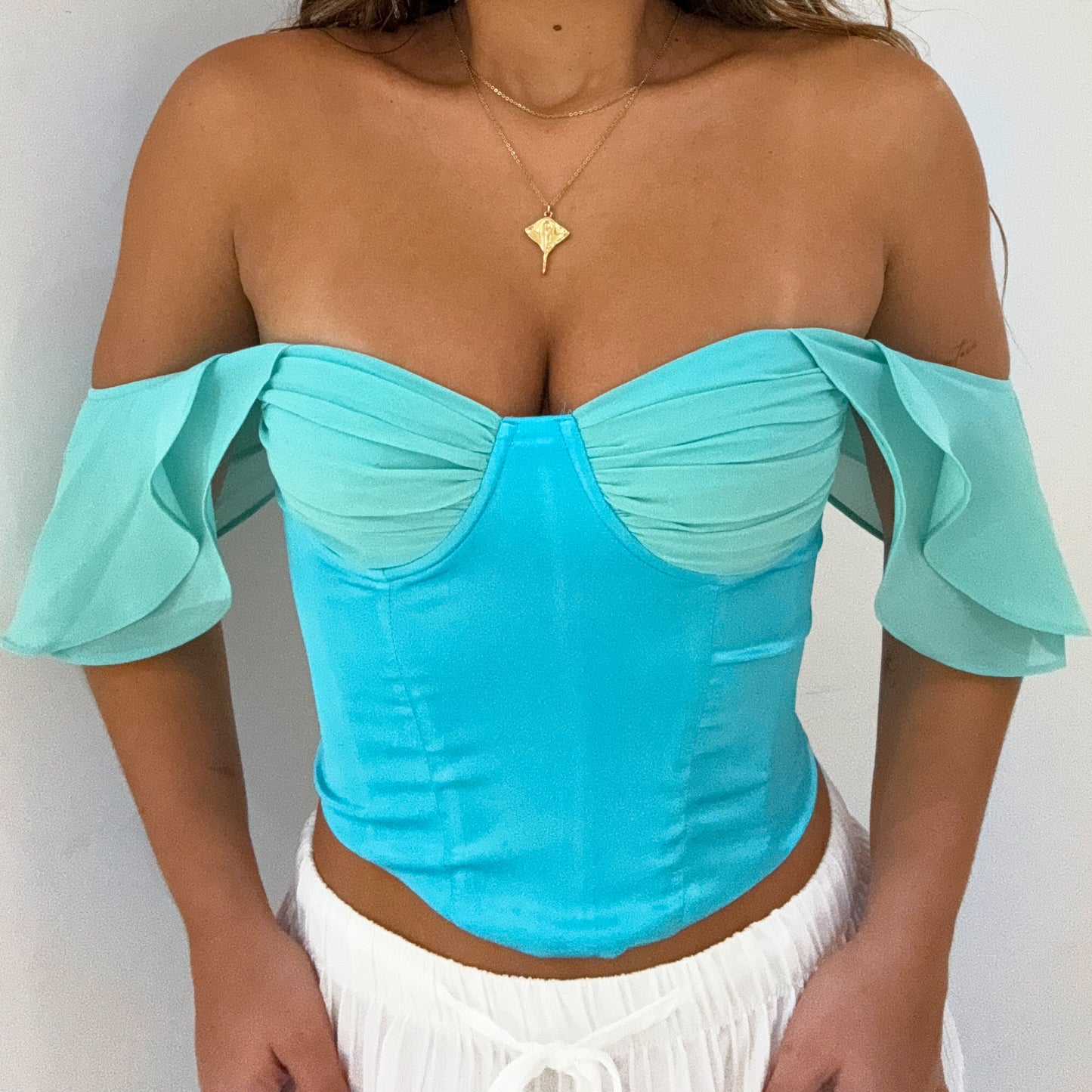 AQUA SATIN TOP