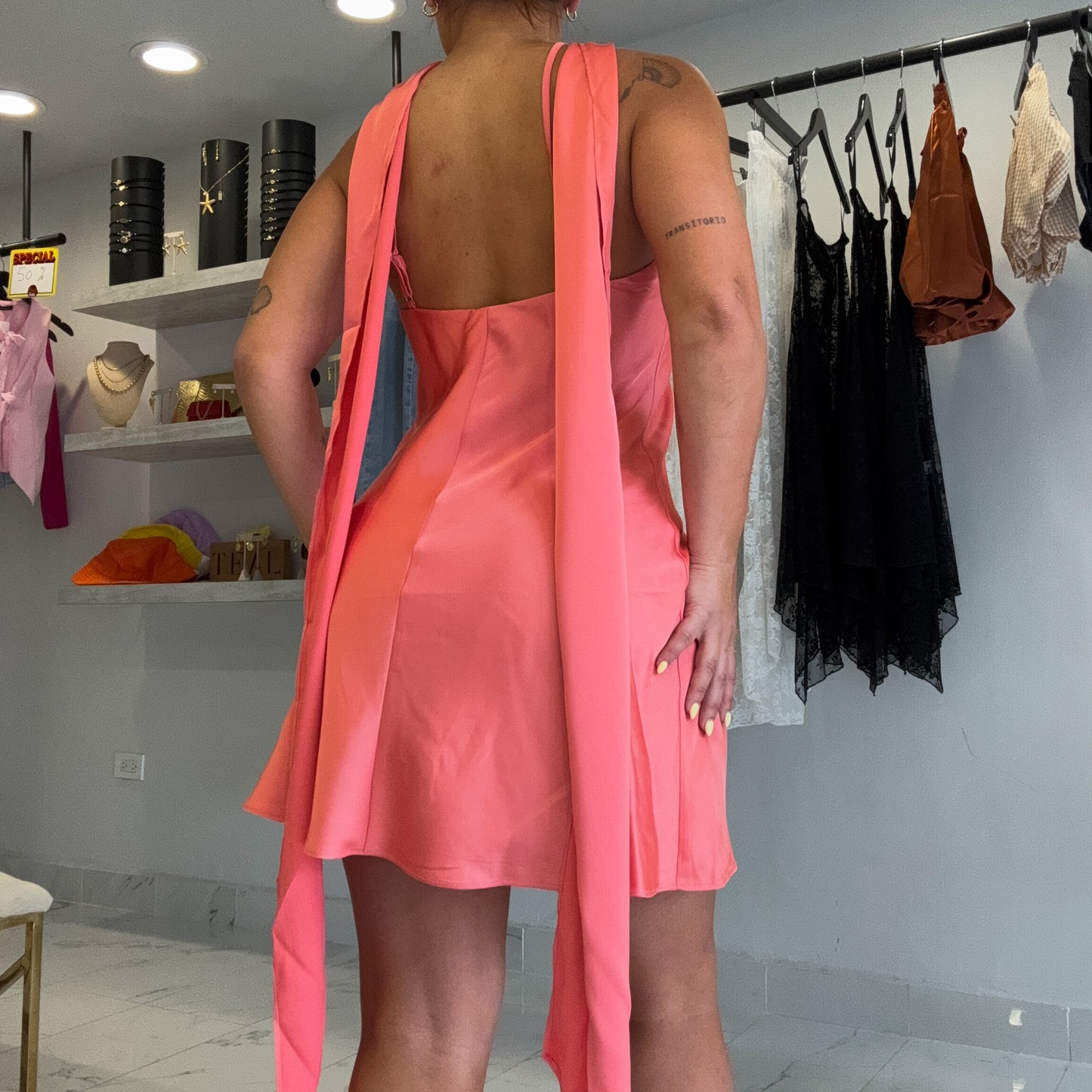 APRICOT SILK DRESS