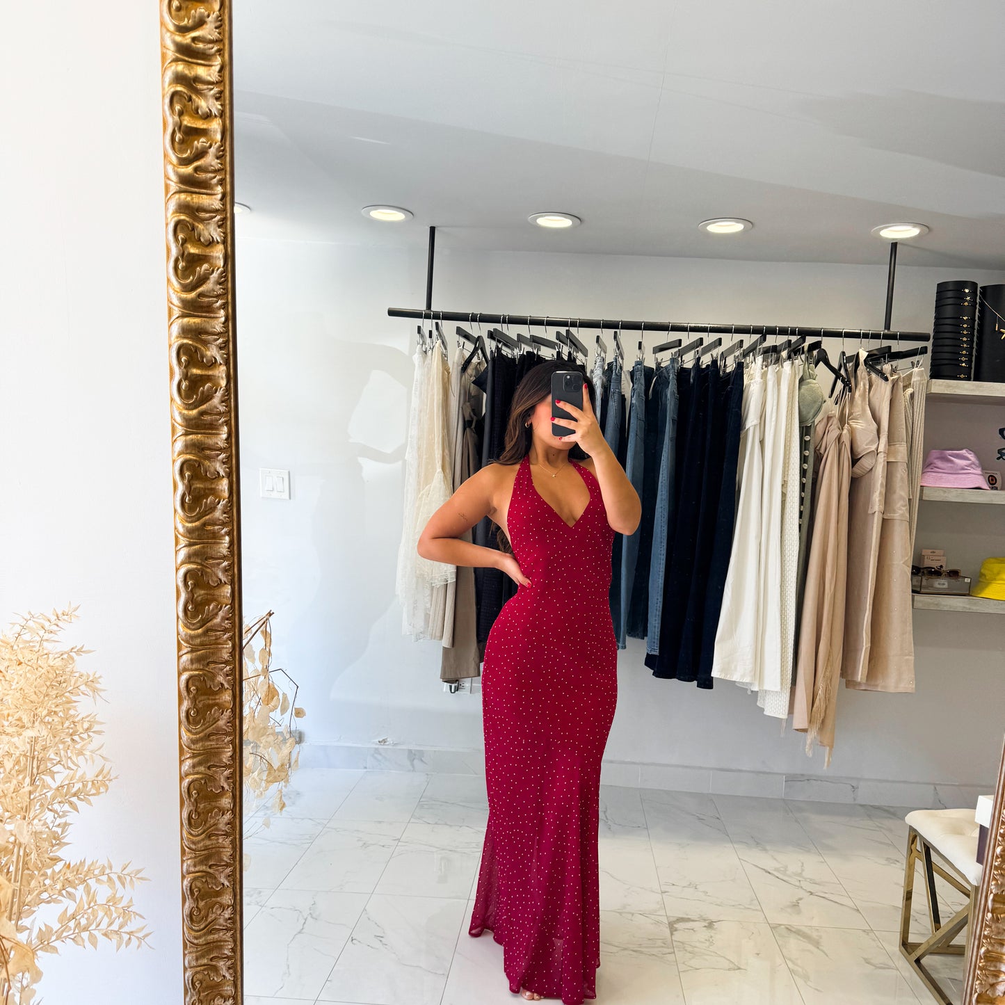 POLKA MAXI RED DRESS