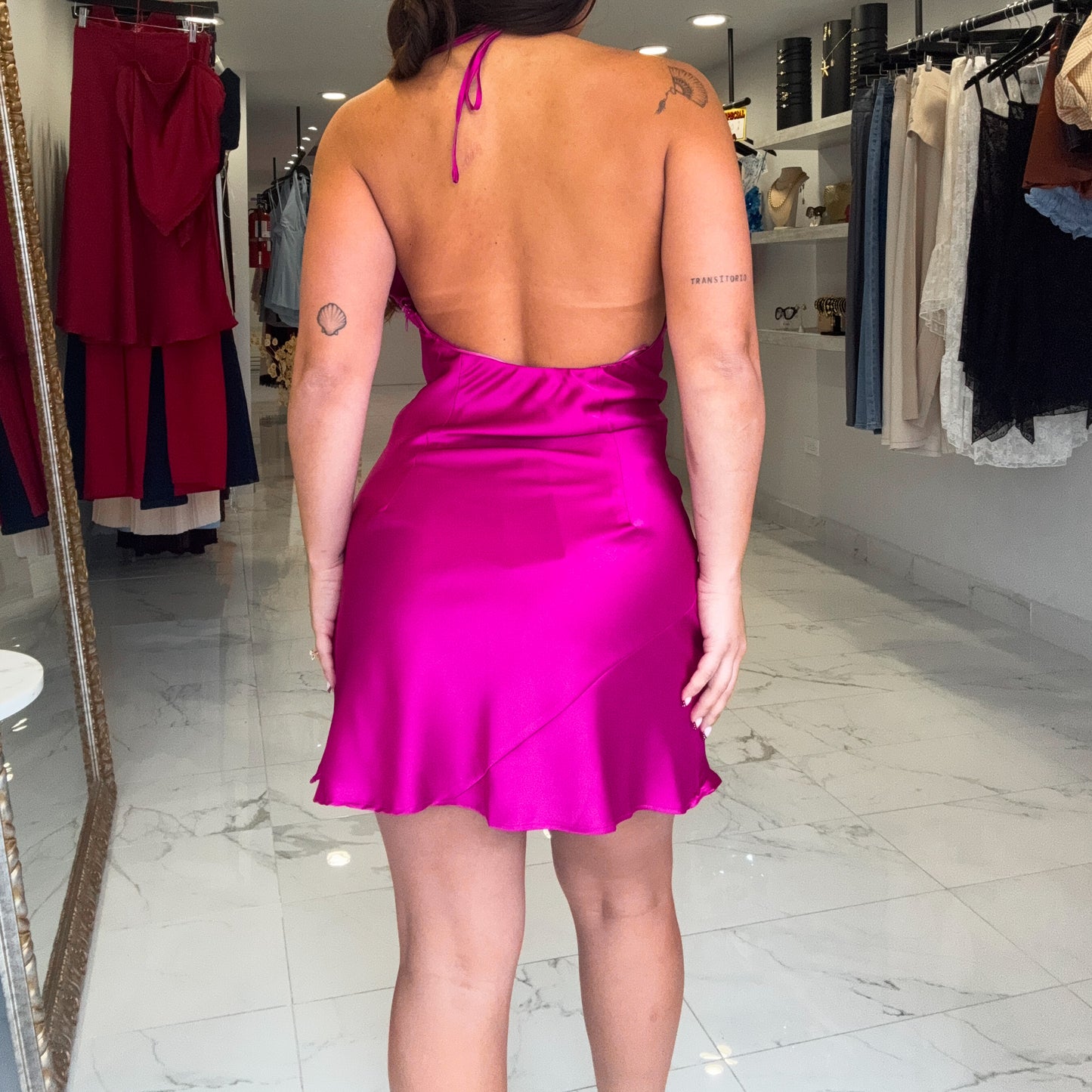 MAGENTA SILK DRESS