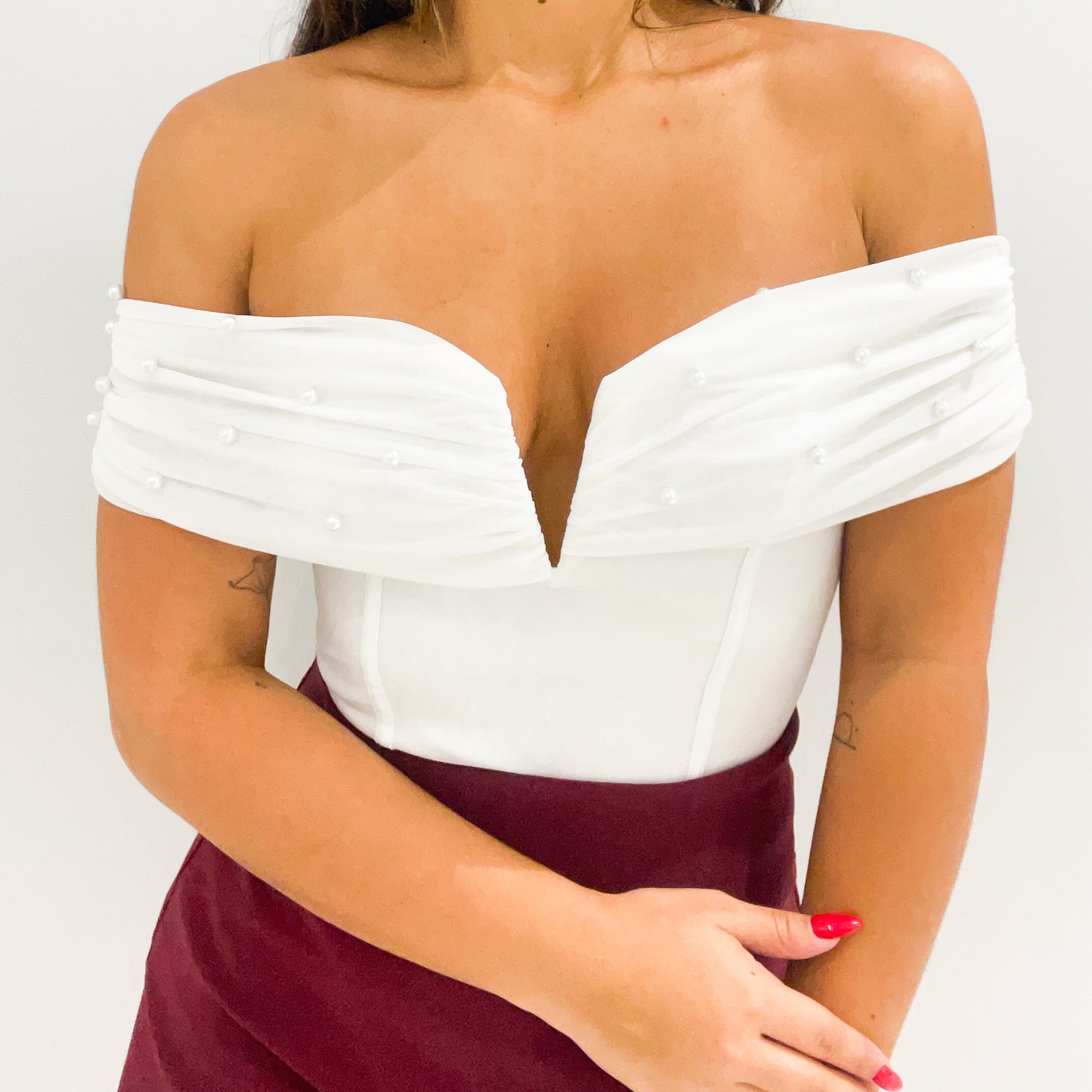 PEARL OFF SHOULDER BODYSUIT