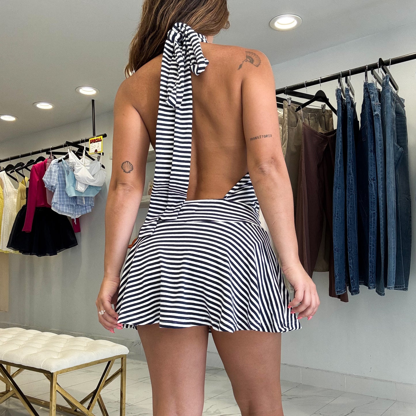 INDIGO NAVY ROMPER