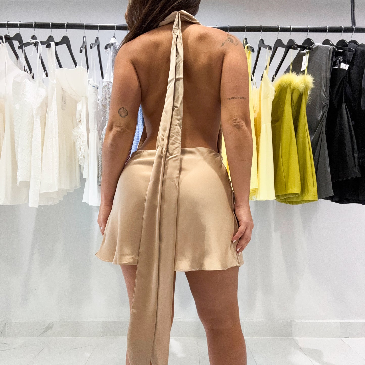 DRAPE HALTER DRESS