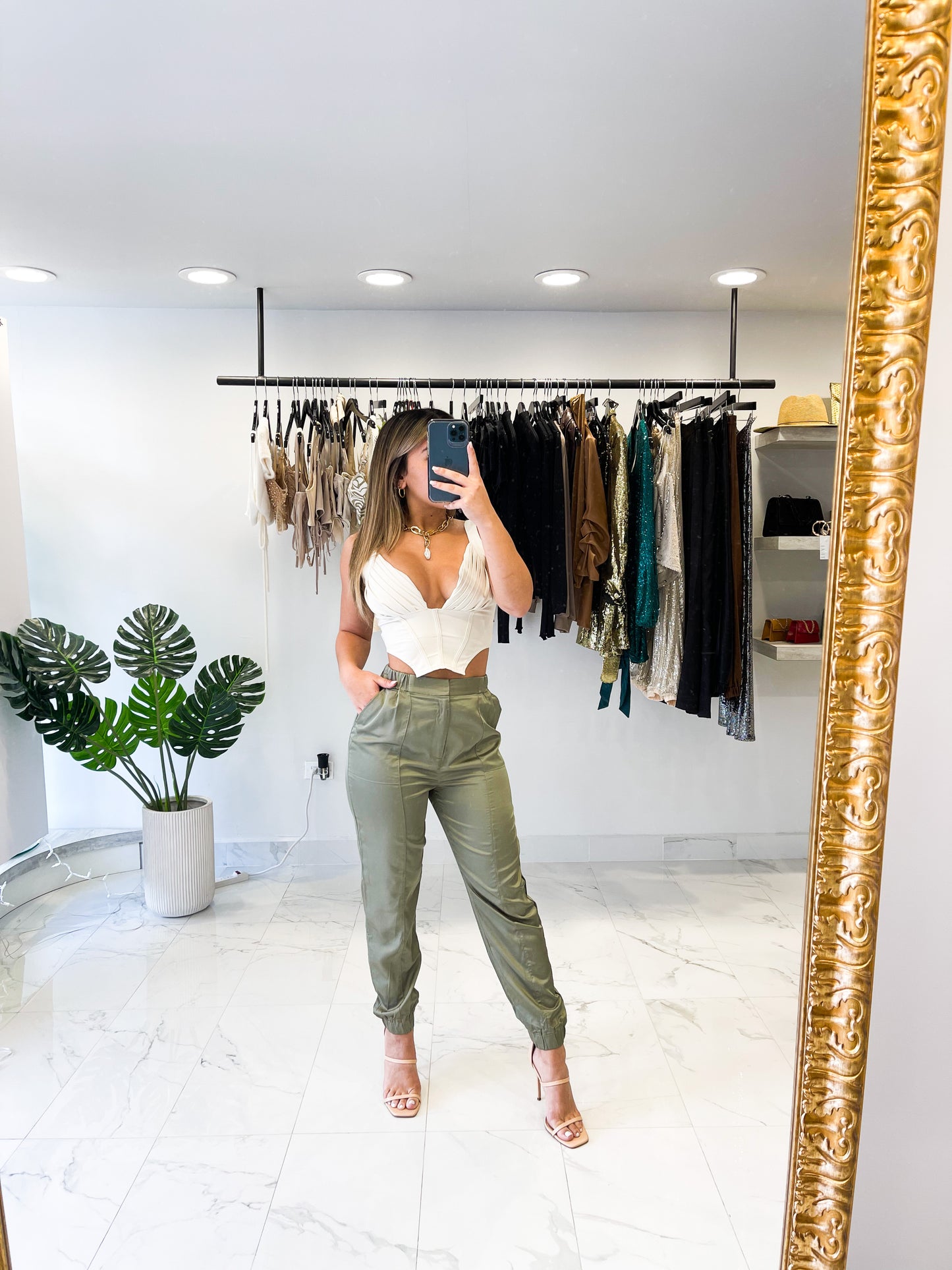 OLIVE SILK JOGGER