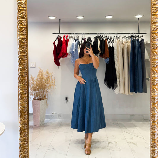 FIT & FLARE DENIM DRESS