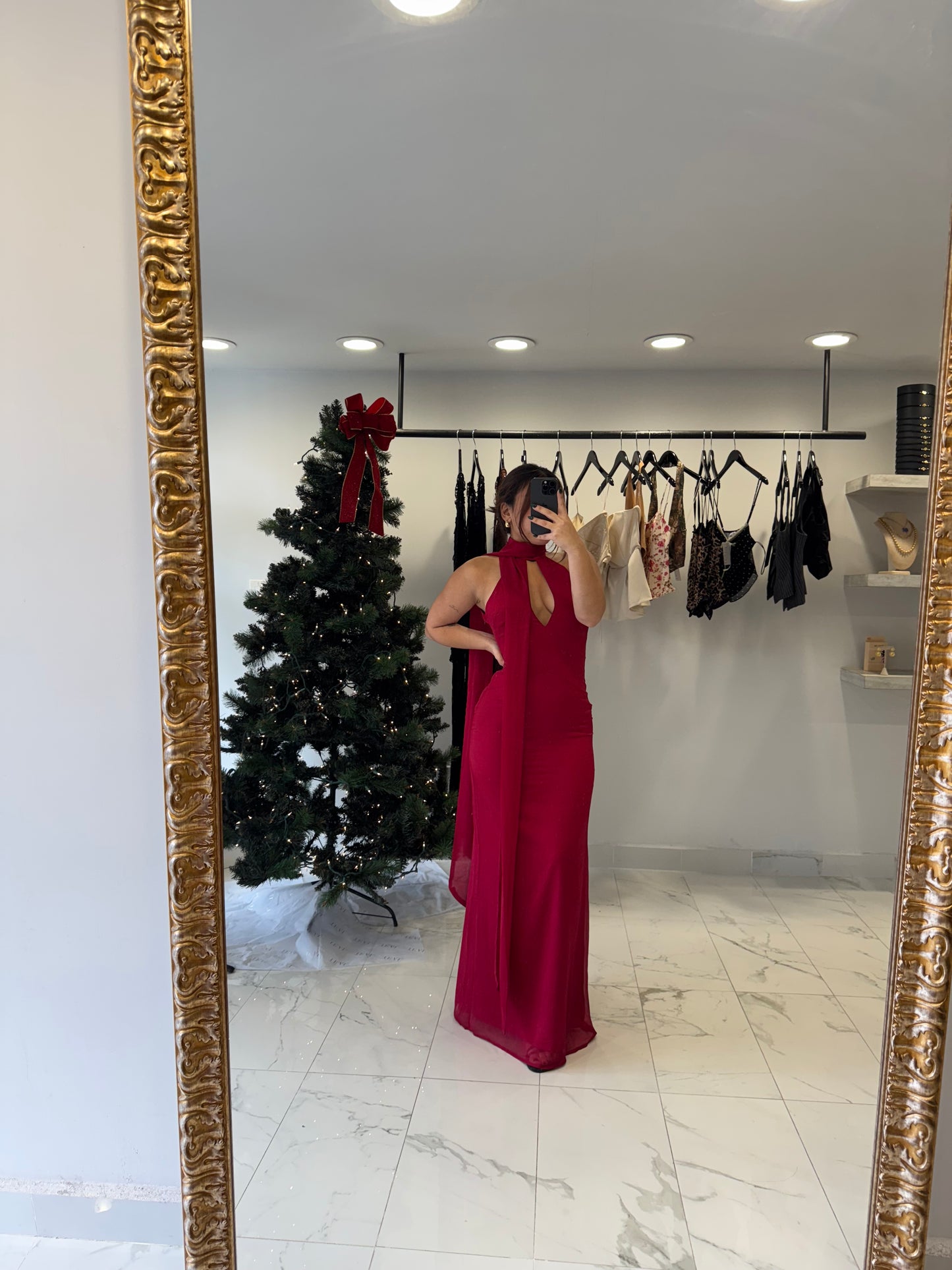 SCARF RED MAXI DRESS