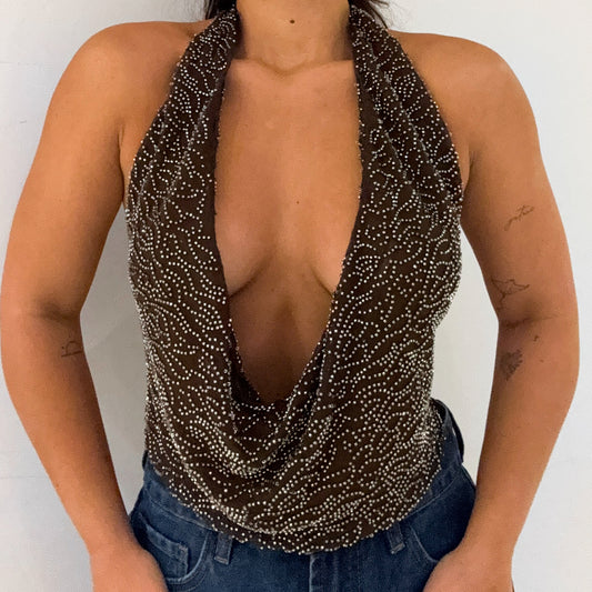 BEADED COWL TOP