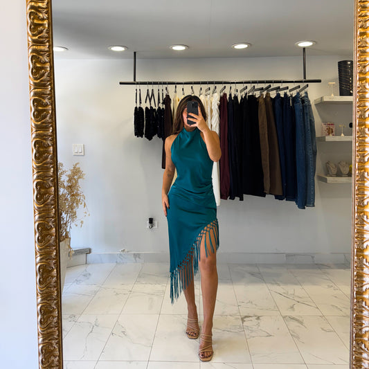TEAL SILK DRESS