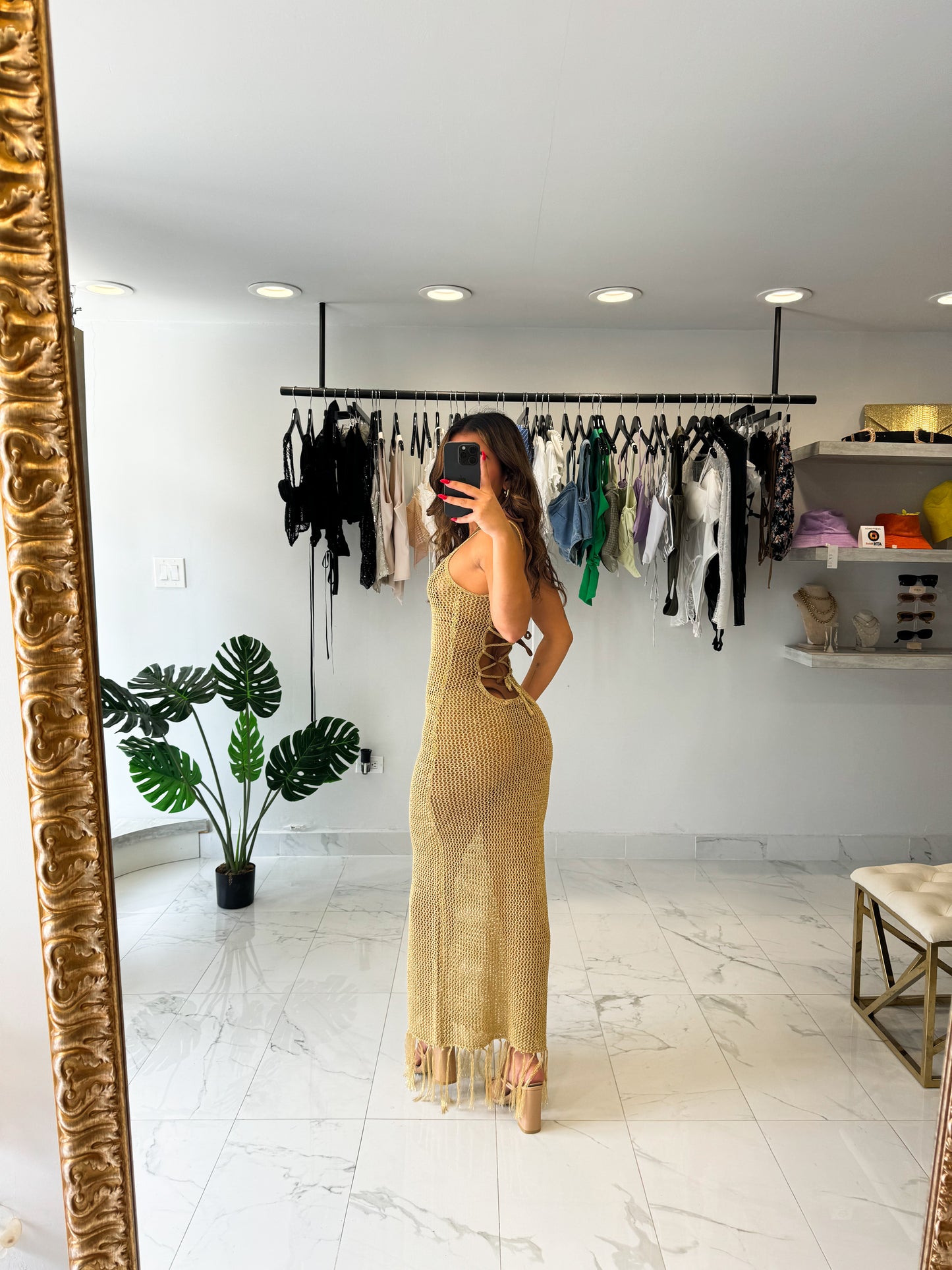 METALLIC KNIT MAXI DRESS