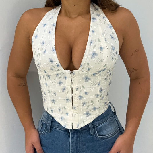 EYELET PRINTED CORSET