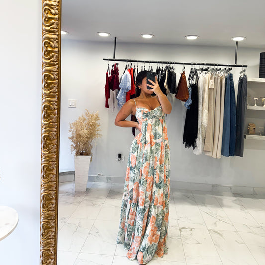 TROPICAL FLORAL MAXI DRESS