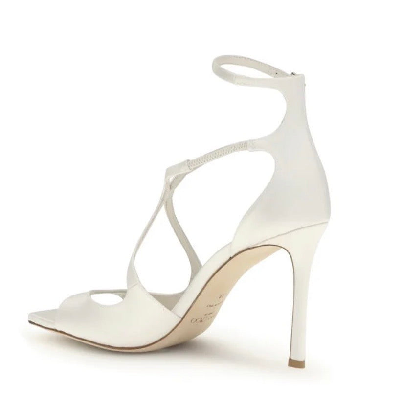 JIMMY CHOO AZIA 95,SATIN, IVORY 37.5
