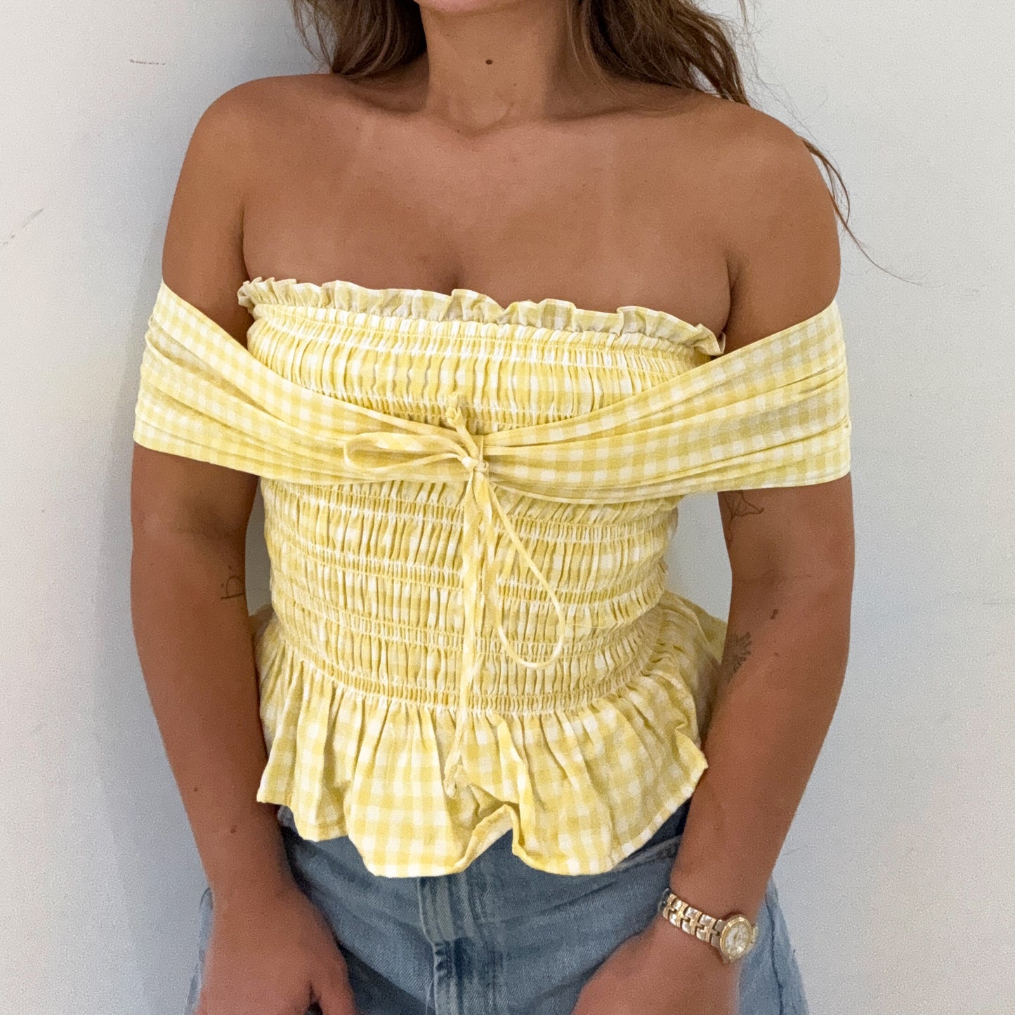 YELLOW CHECKER TOP