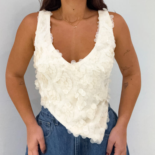 IVORY SEQUINS TOP
