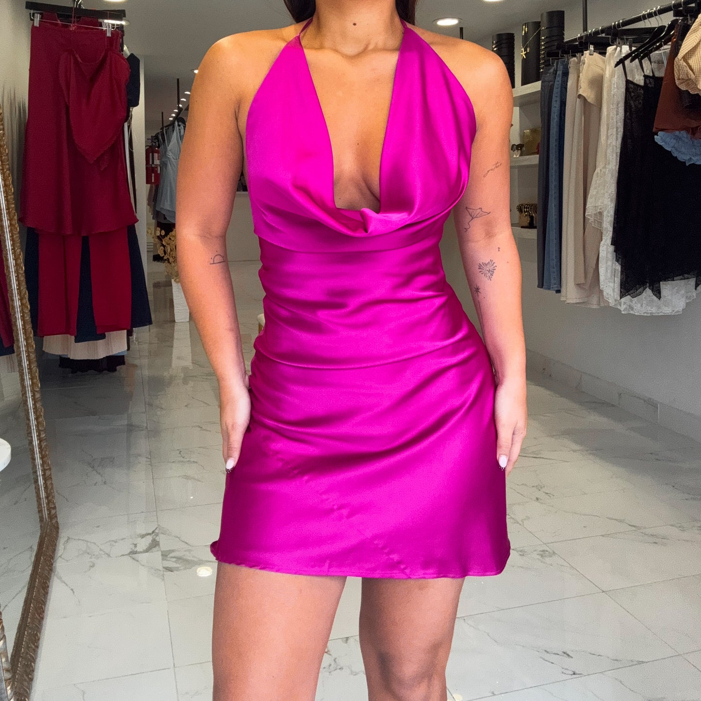 MAGENTA SILK DRESS