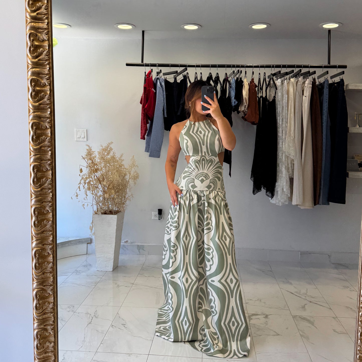 SAGE PRINTED MAXI