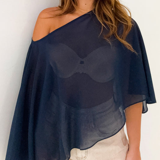 CHIFFON PONCHO NAVY