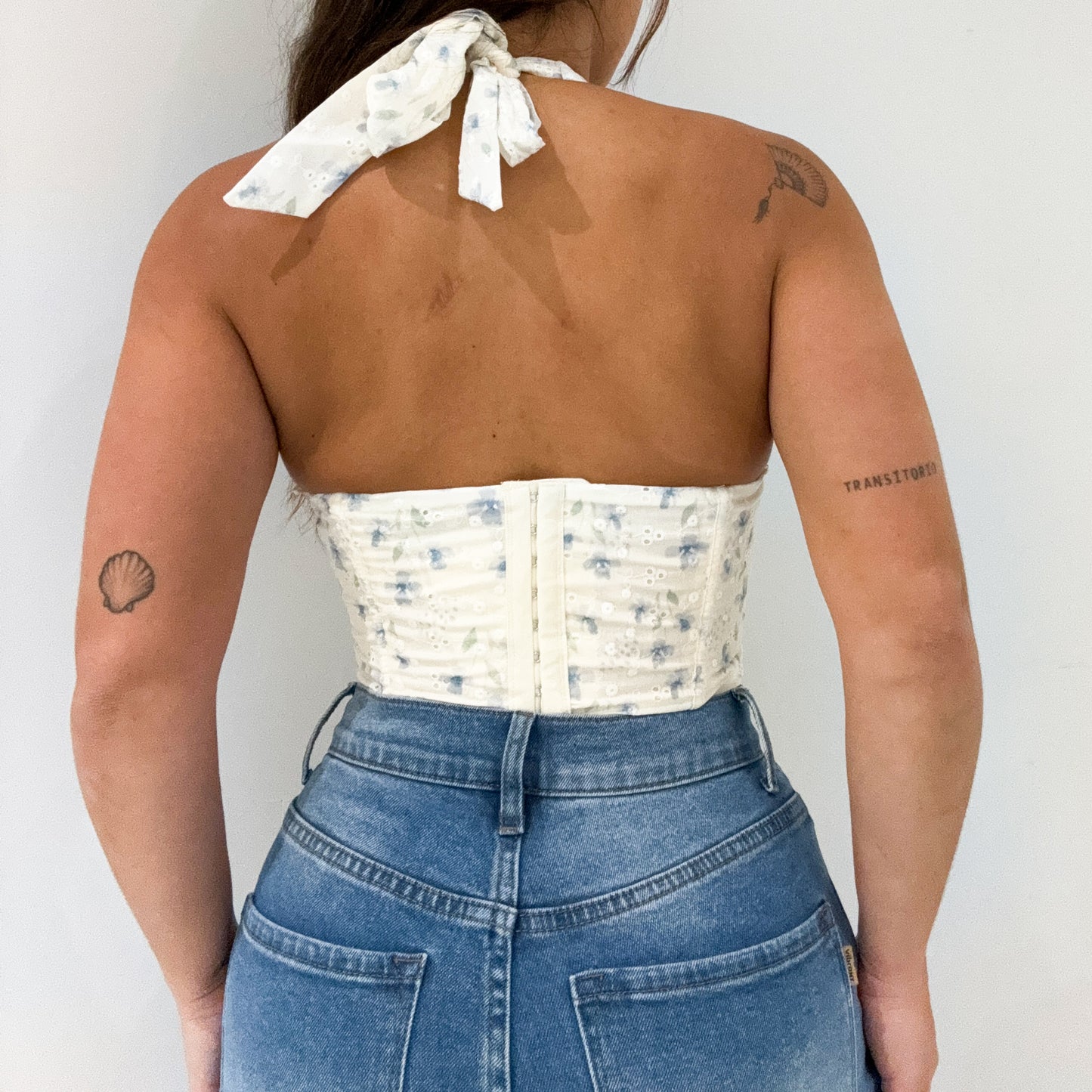 EYELET PRINTED CORSET