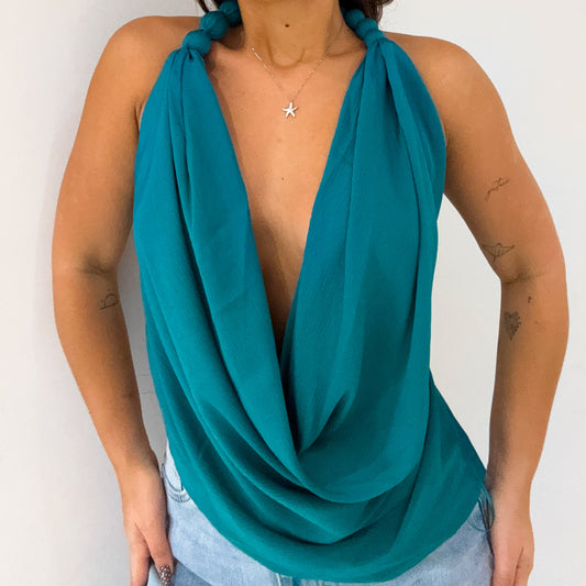 COWL TEAL TOP