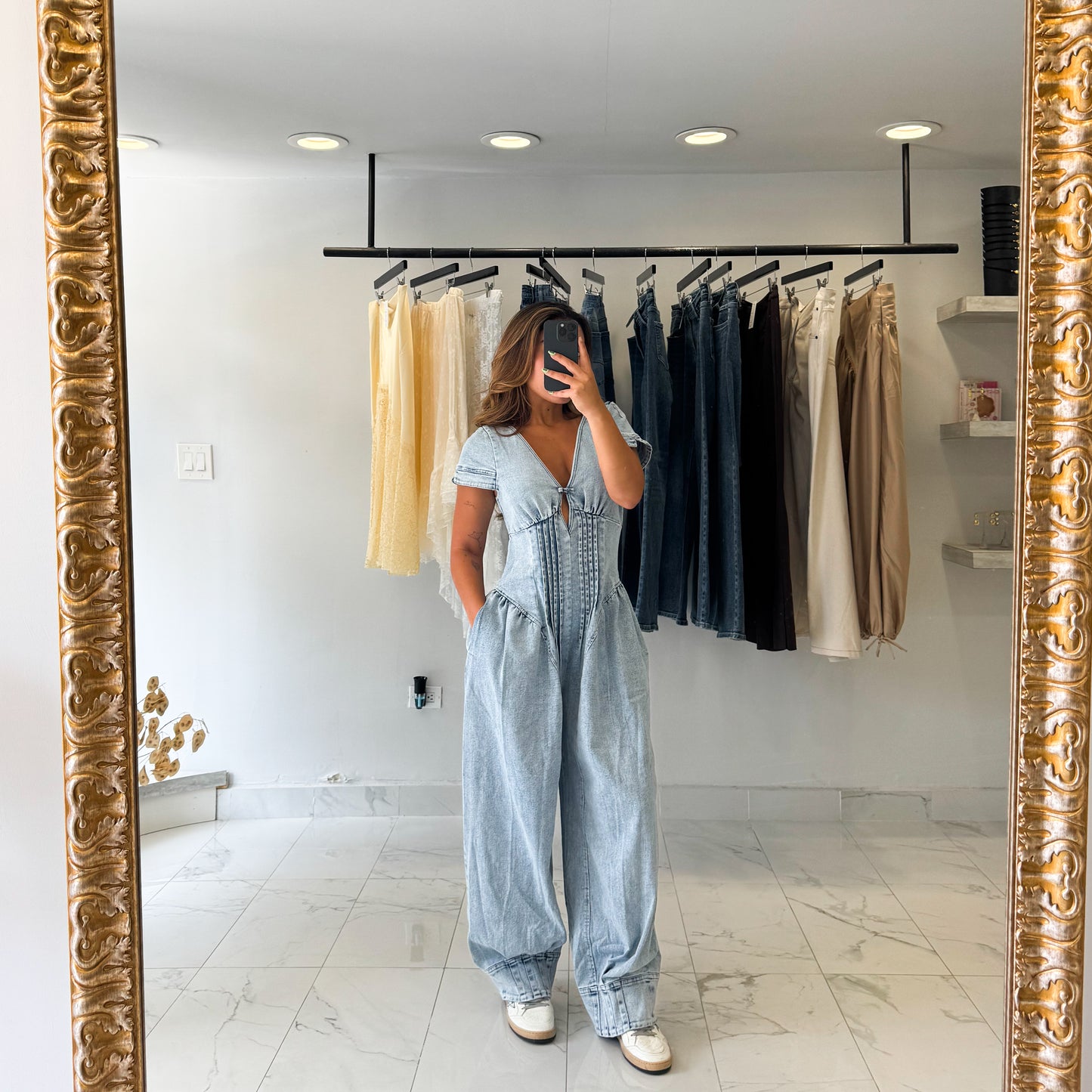 BARREL DENIM JUMPSUIT