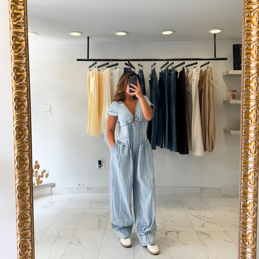 BARREL DENIM JUMPSUIT
