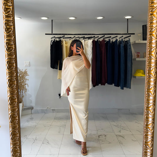 CAPE SILK DRESS