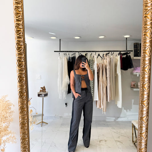 GREY PINSTRIPE TROUSER