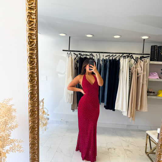POLKA MAXI RED DRESS