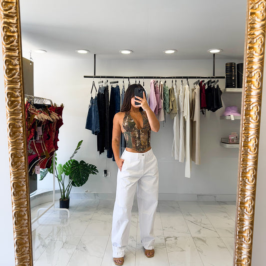 WHITE BAGGY JEAN CARGO