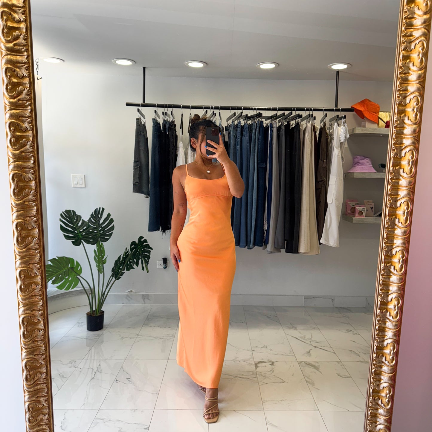 APRICOT SILK DRESS