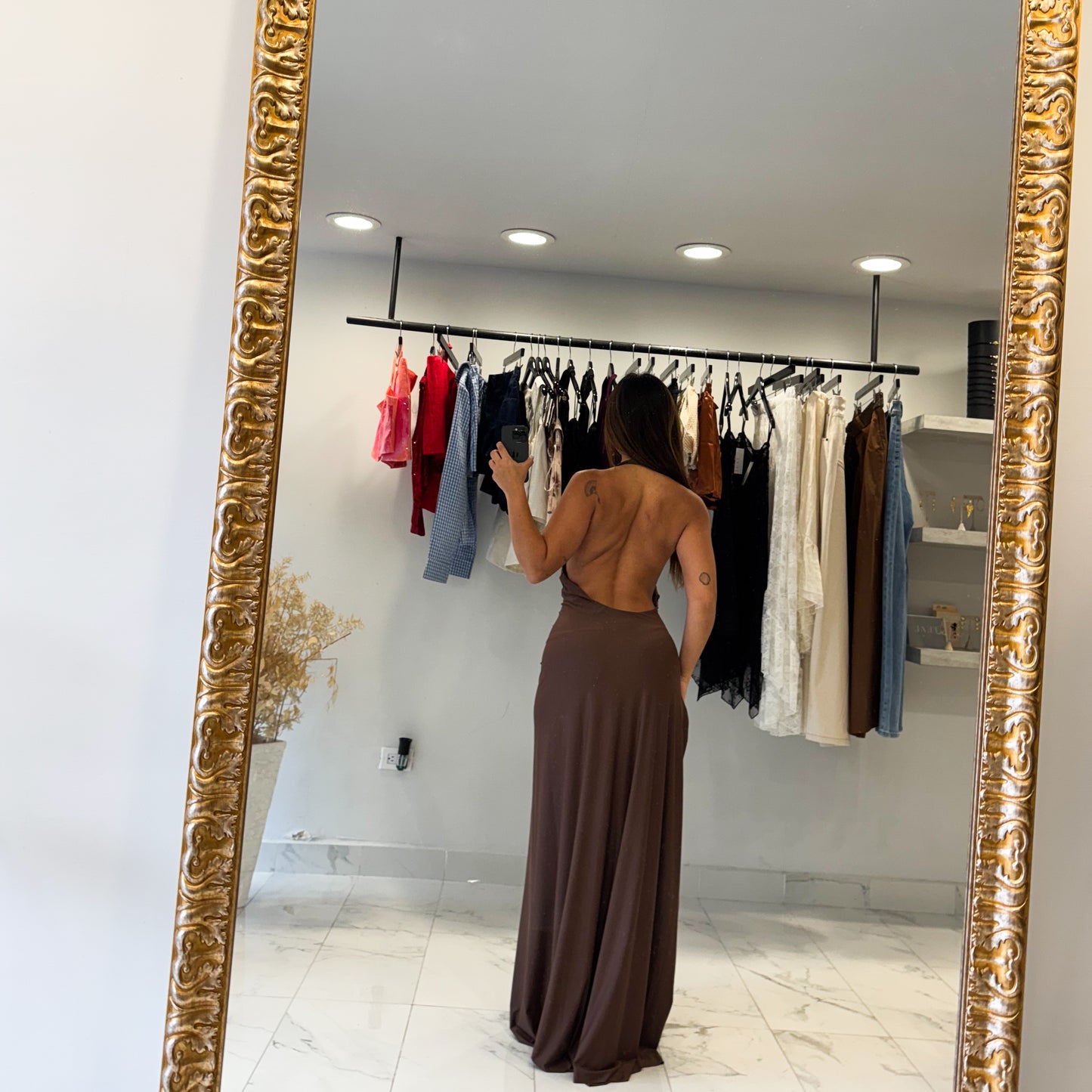 DRAPE BROWN DRESS