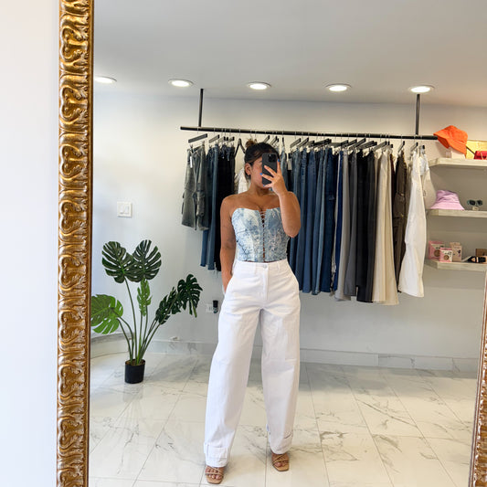 WHITE BAGGY CARGO JEAN