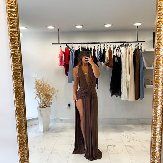 DRAPE BROWN DRESS